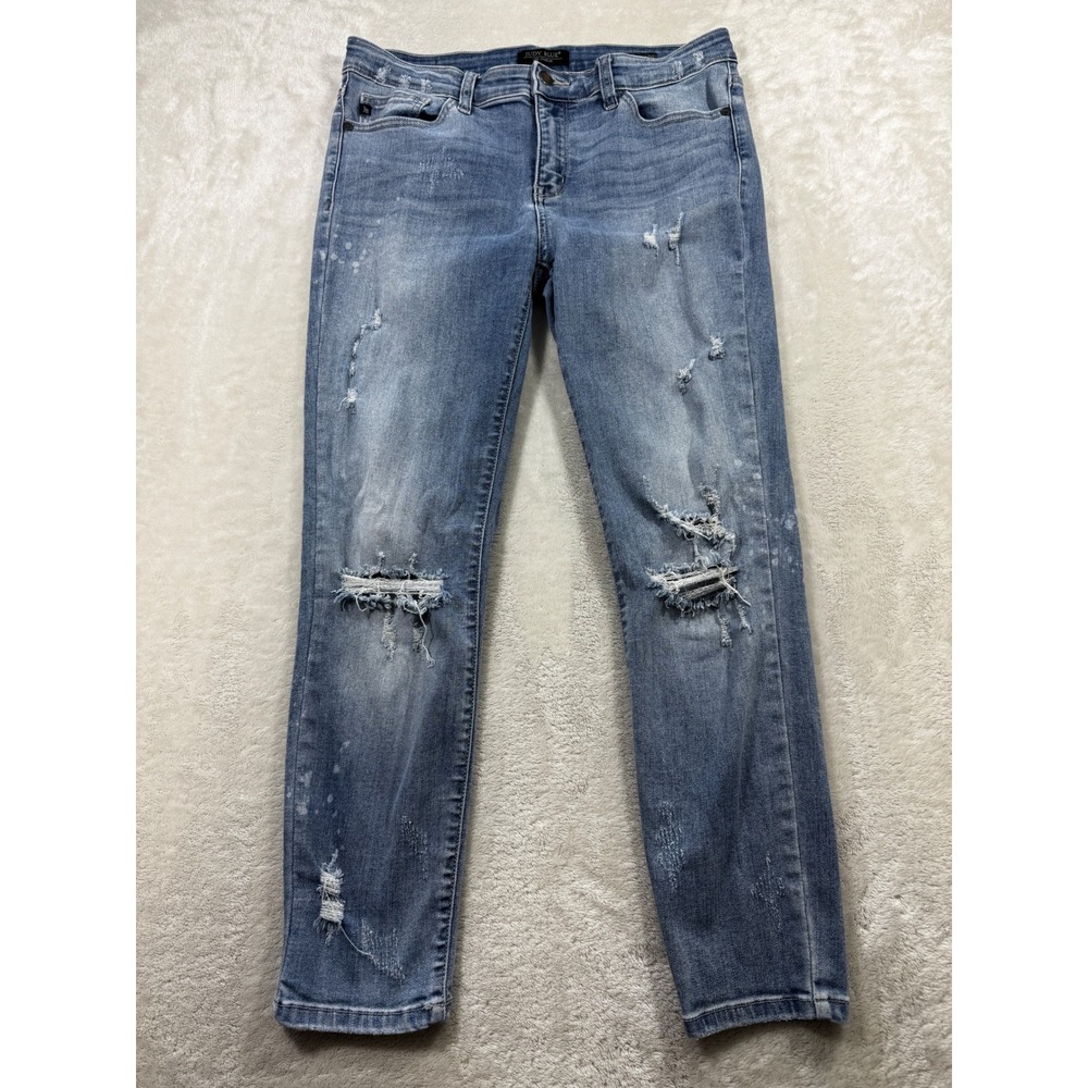 Judy Blue Womens Distressed Skinny Blue Jeans 13/31 Meas: 31x26.5